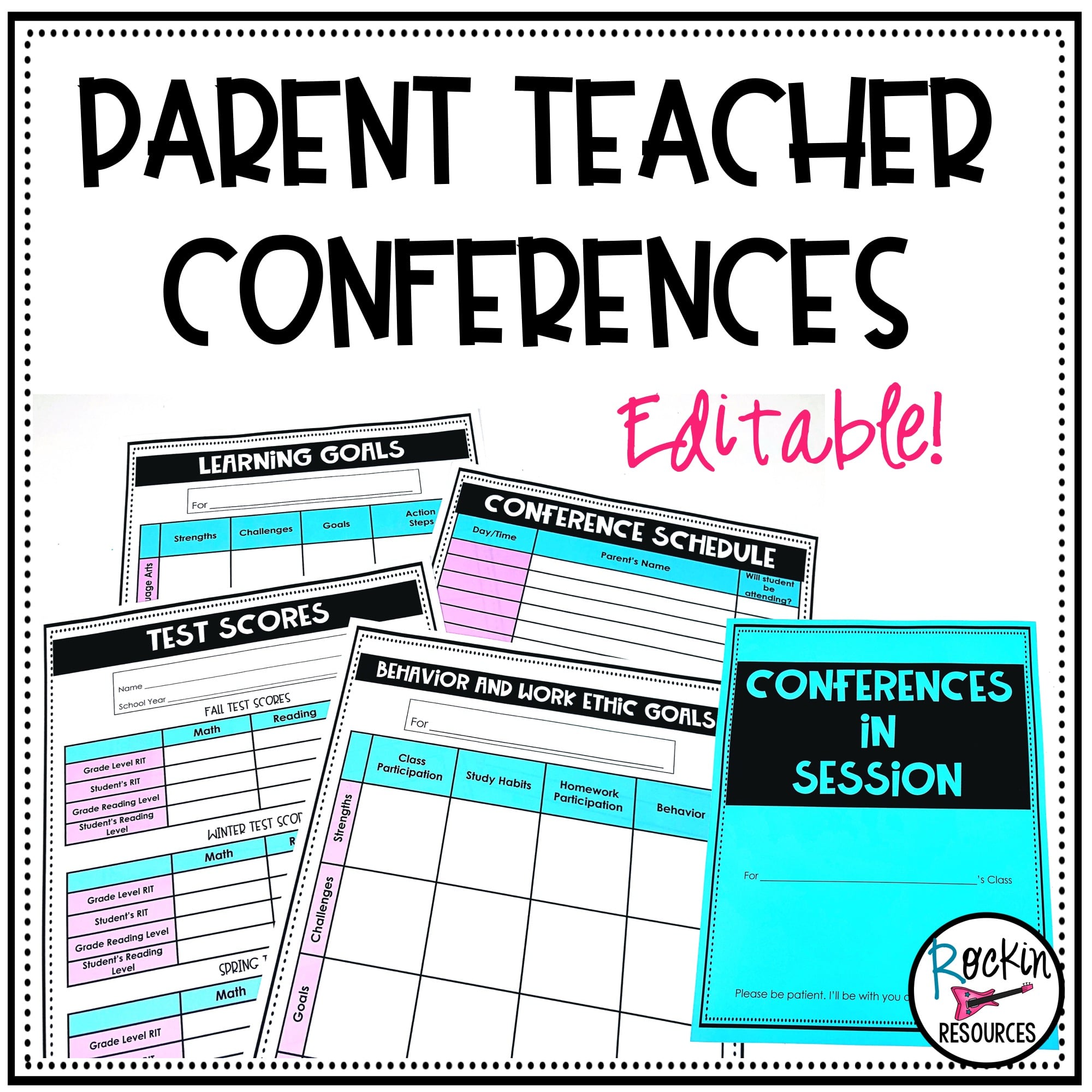 Parent Teacher Conference Forms Editable Rockin Resources