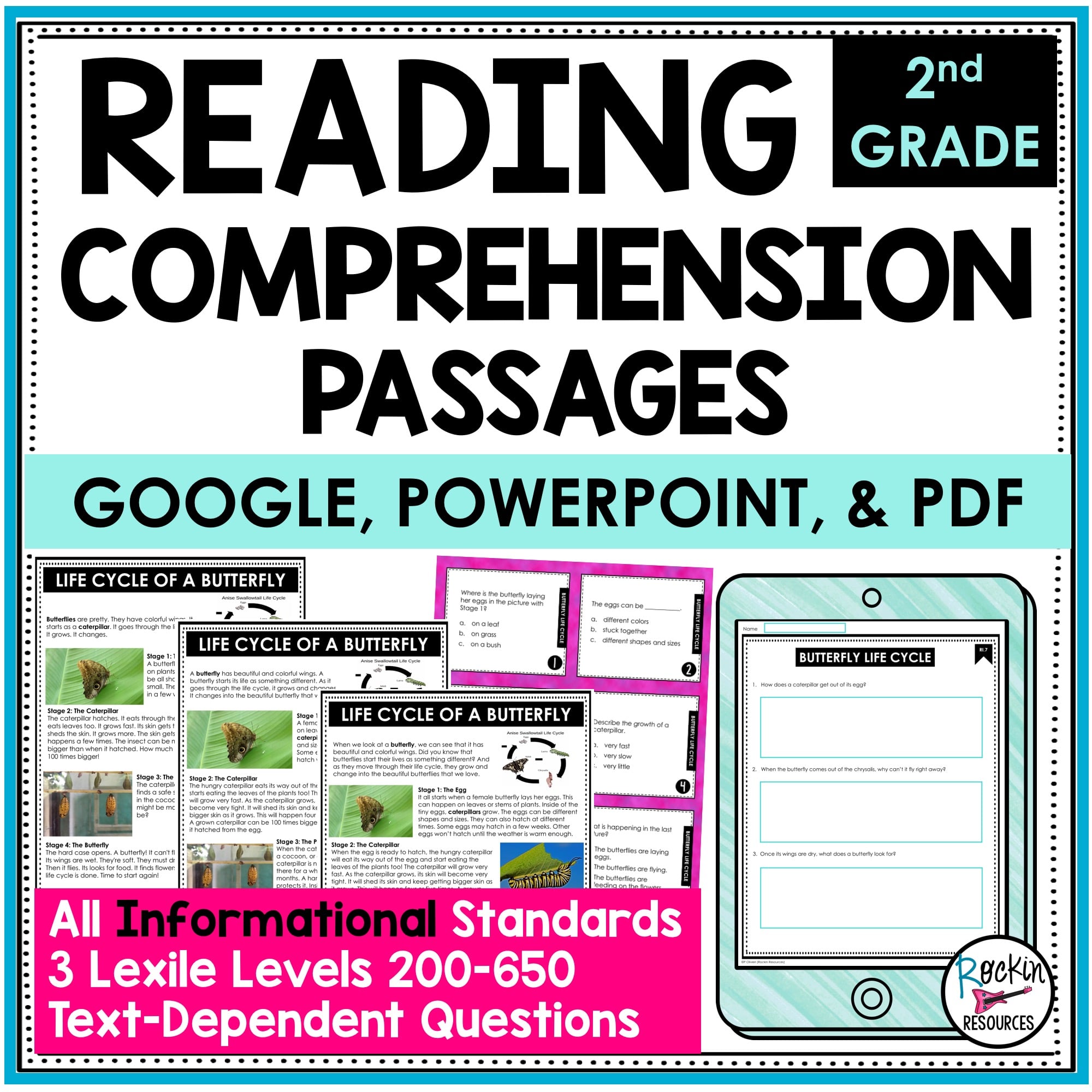 2nd　Comprehension　Grade　Informational　Reading　Passages　Rockin　Resources