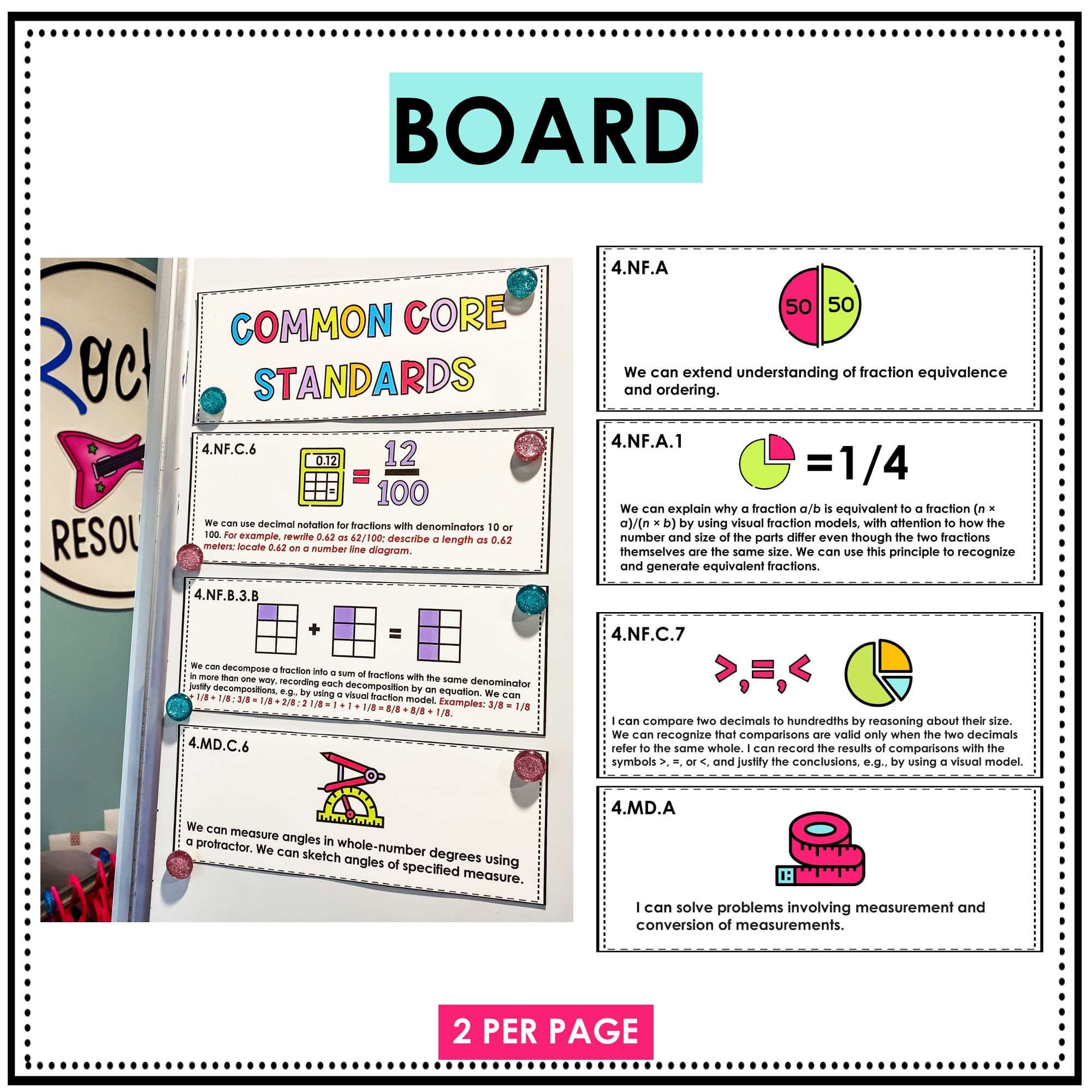 Common Core Standards "I Can" And "We Can" Statements 4th Grade Math ...