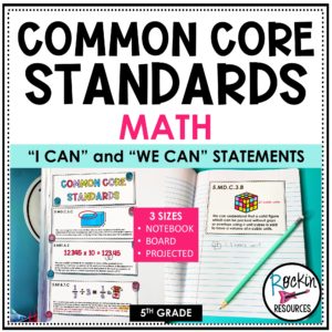 Common Core Standards "I can" and "We can" Statements 5th Grade Math