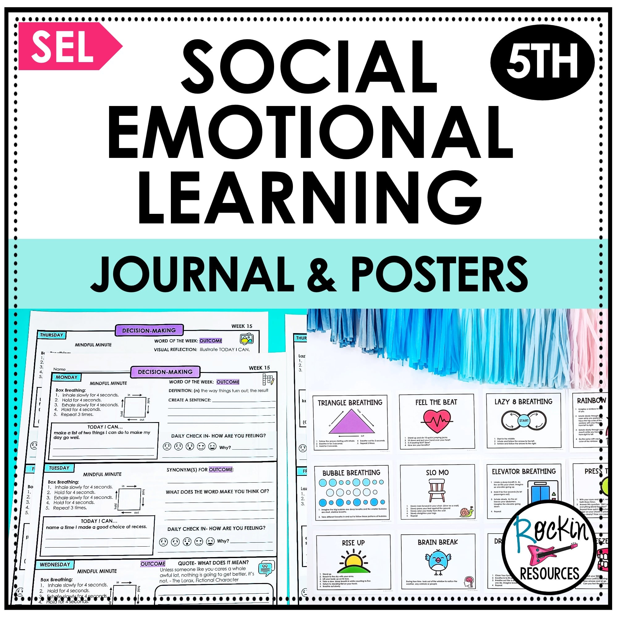 5TH GRADE SOCIAL EMOTIONAL LEARNING BUNDLE - JOURNAL AND POSTERS ...