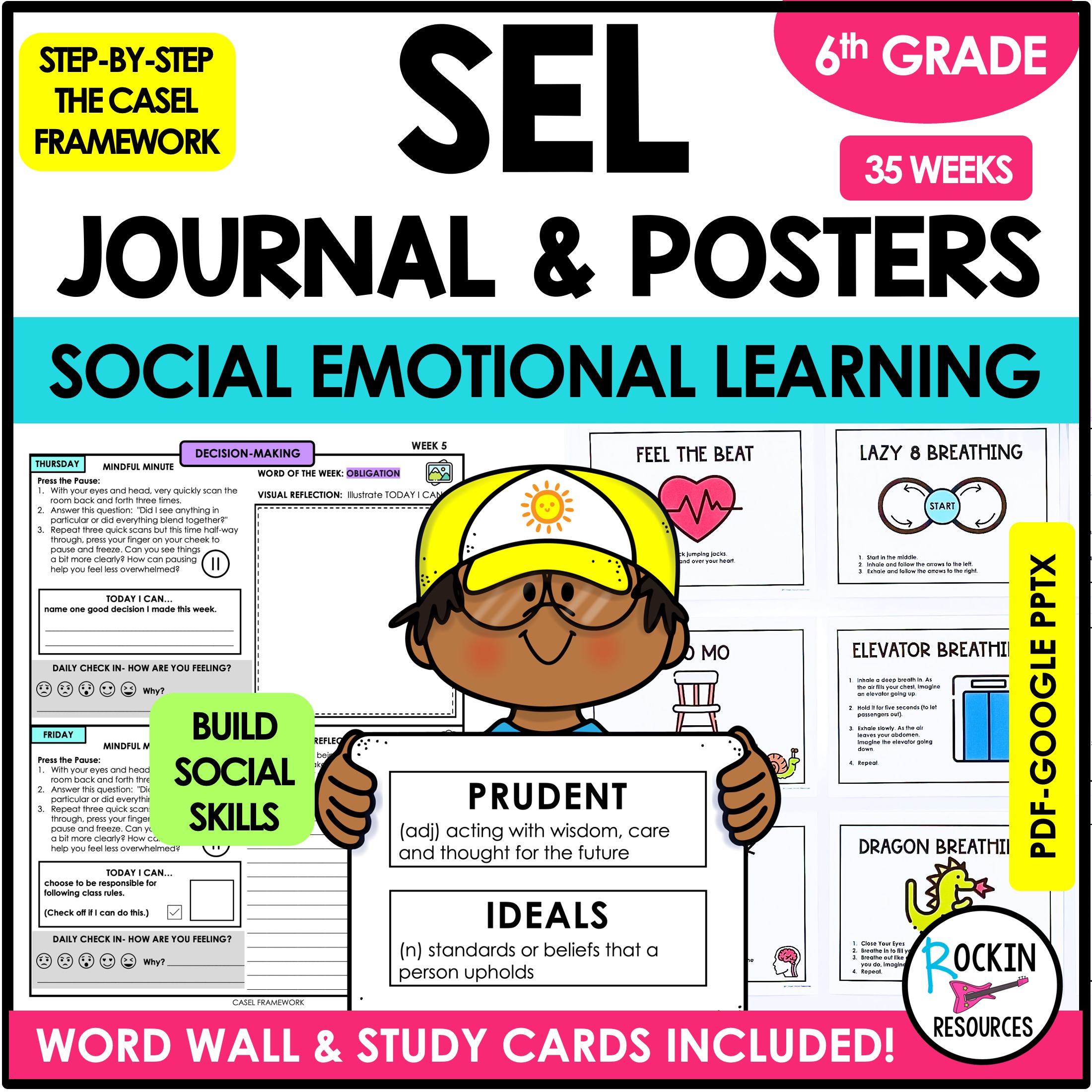 6TH GRADE SOCIAL EMOTIONAL LEARNING BUNDLE - JOURNAL AND POSTERS