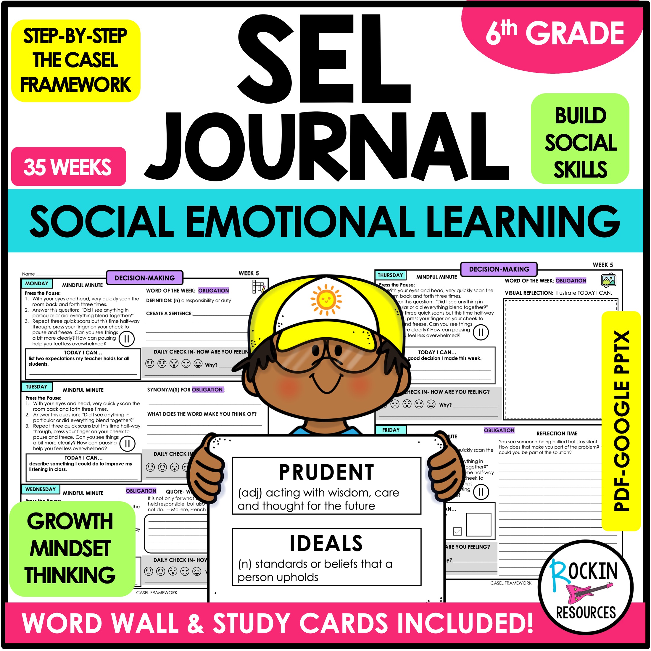 6TH GRADE SOCIAL EMOTIONAL LEARNING JOURNAL WITH CASEL FRAMEWORK SEL