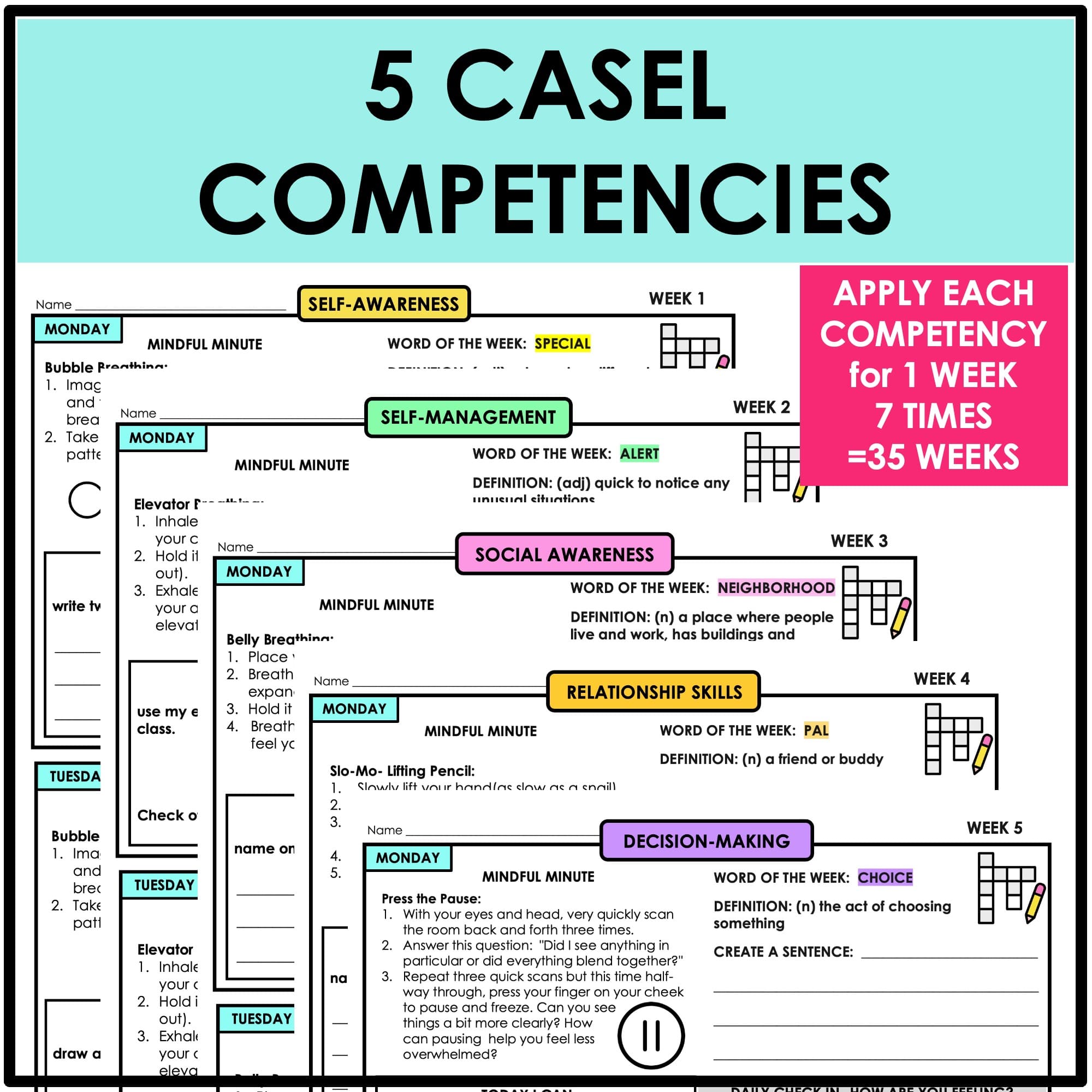 2ND GRADE SOCIAL EMOTIONAL LEARNING JOURNAL WITH CASEL FRAMEWORK SEL ...