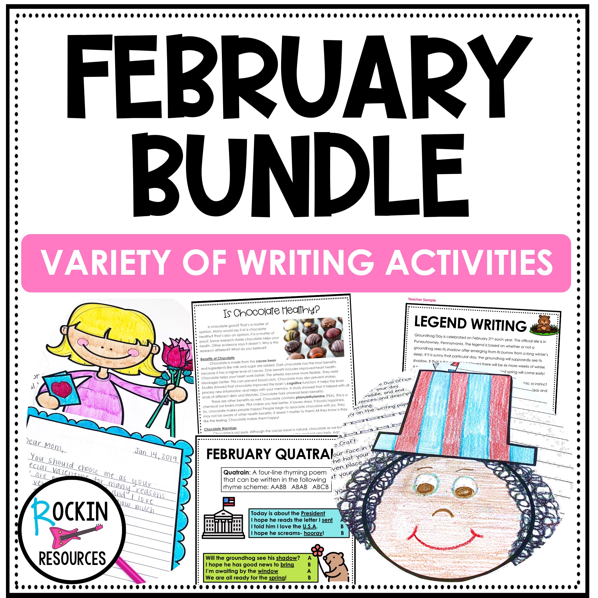February Writing Bundle | Language Arts | Centers | Valentine's Day
