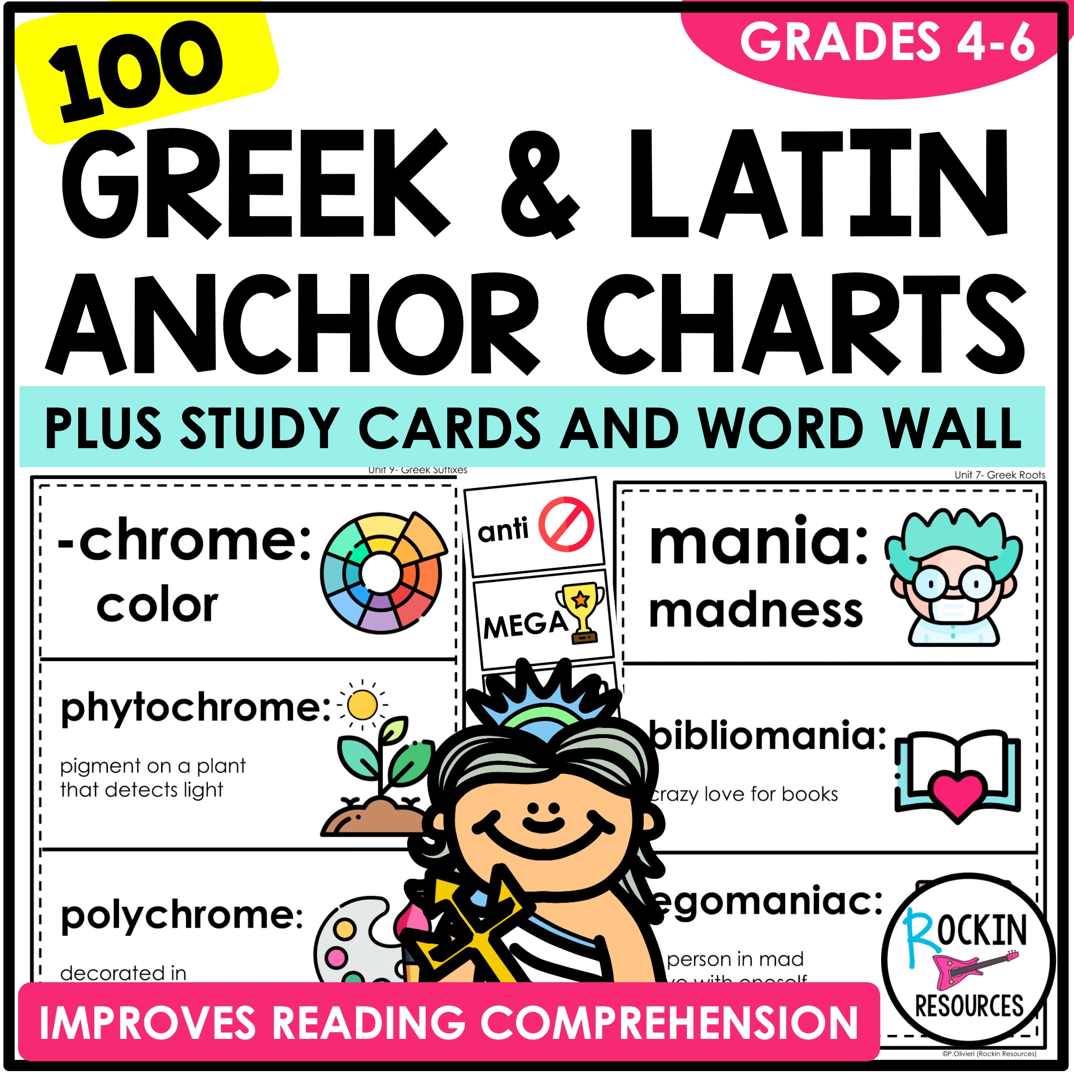 Greek and Latin Anchor Charts with Study Cards