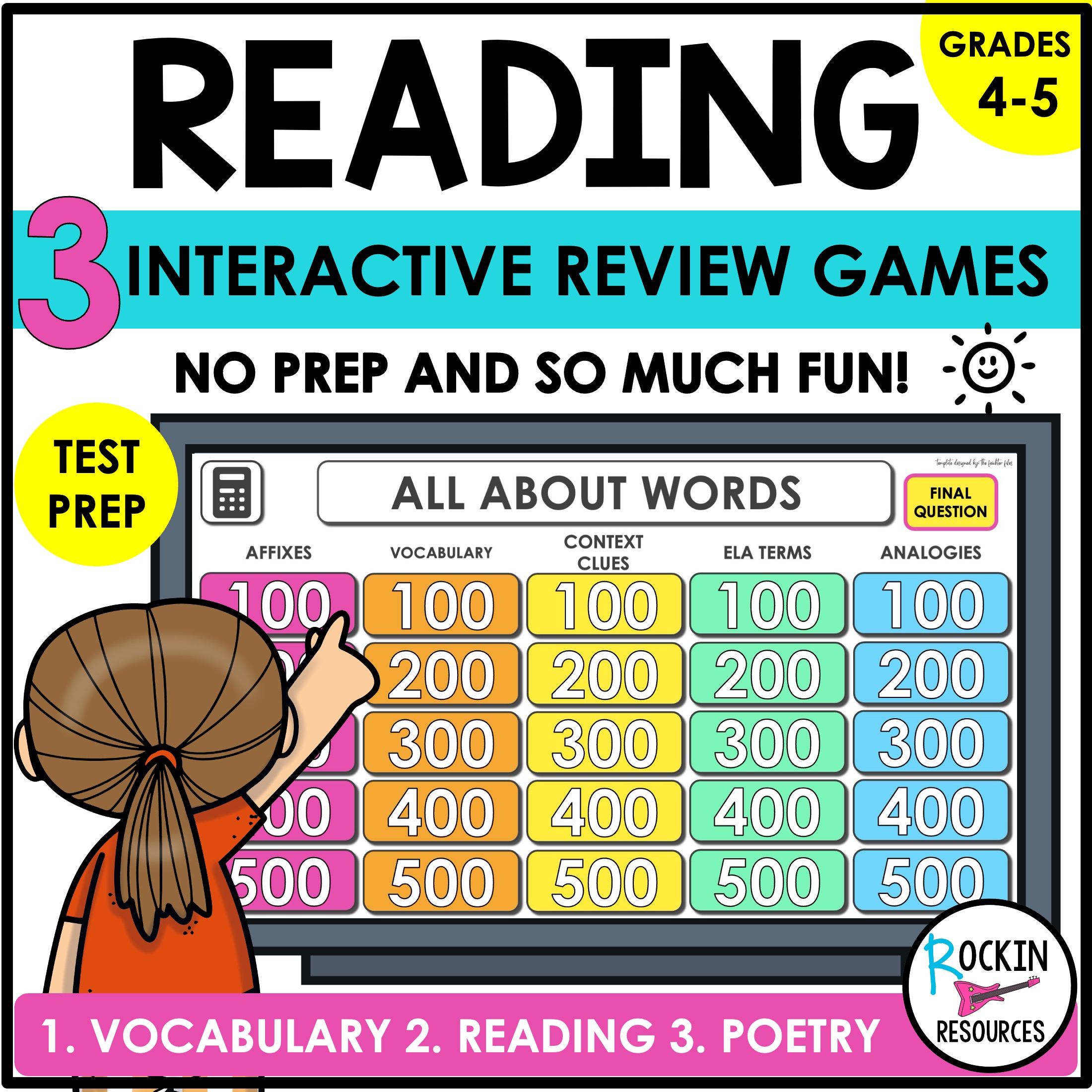 Reading Skills Interactive Review Game- Test Review- Test Prep
