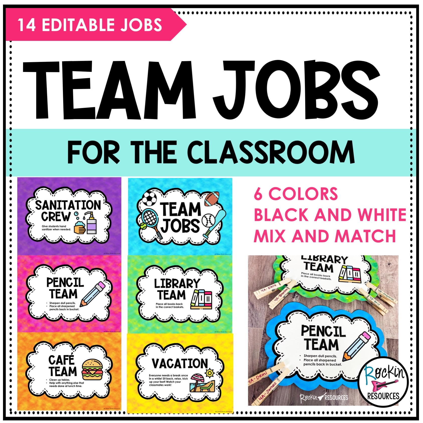 Editable Classroom Team Jobs Rockin Resources
