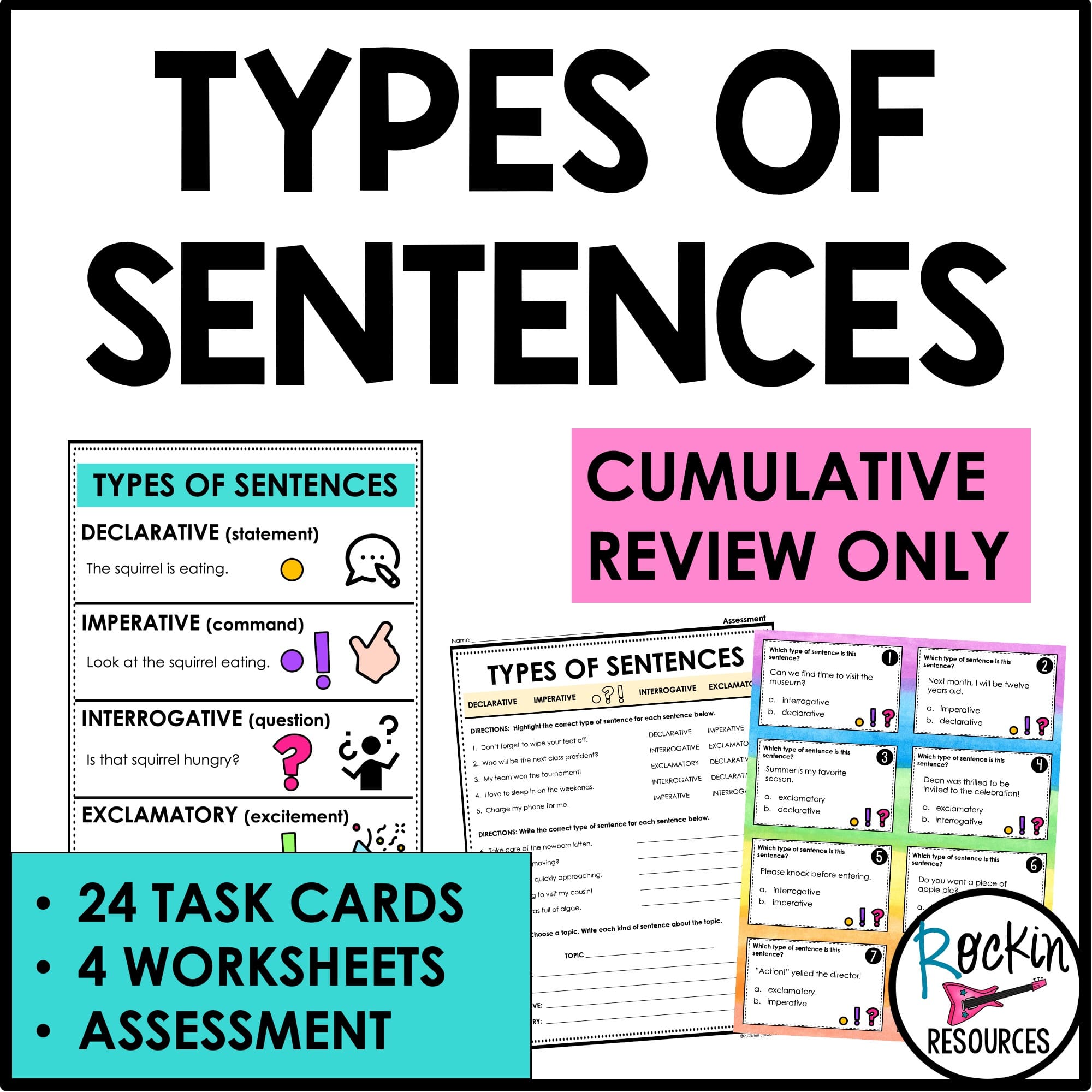 Types of Sentences Cumulative Review | Types of Sentences Assessment