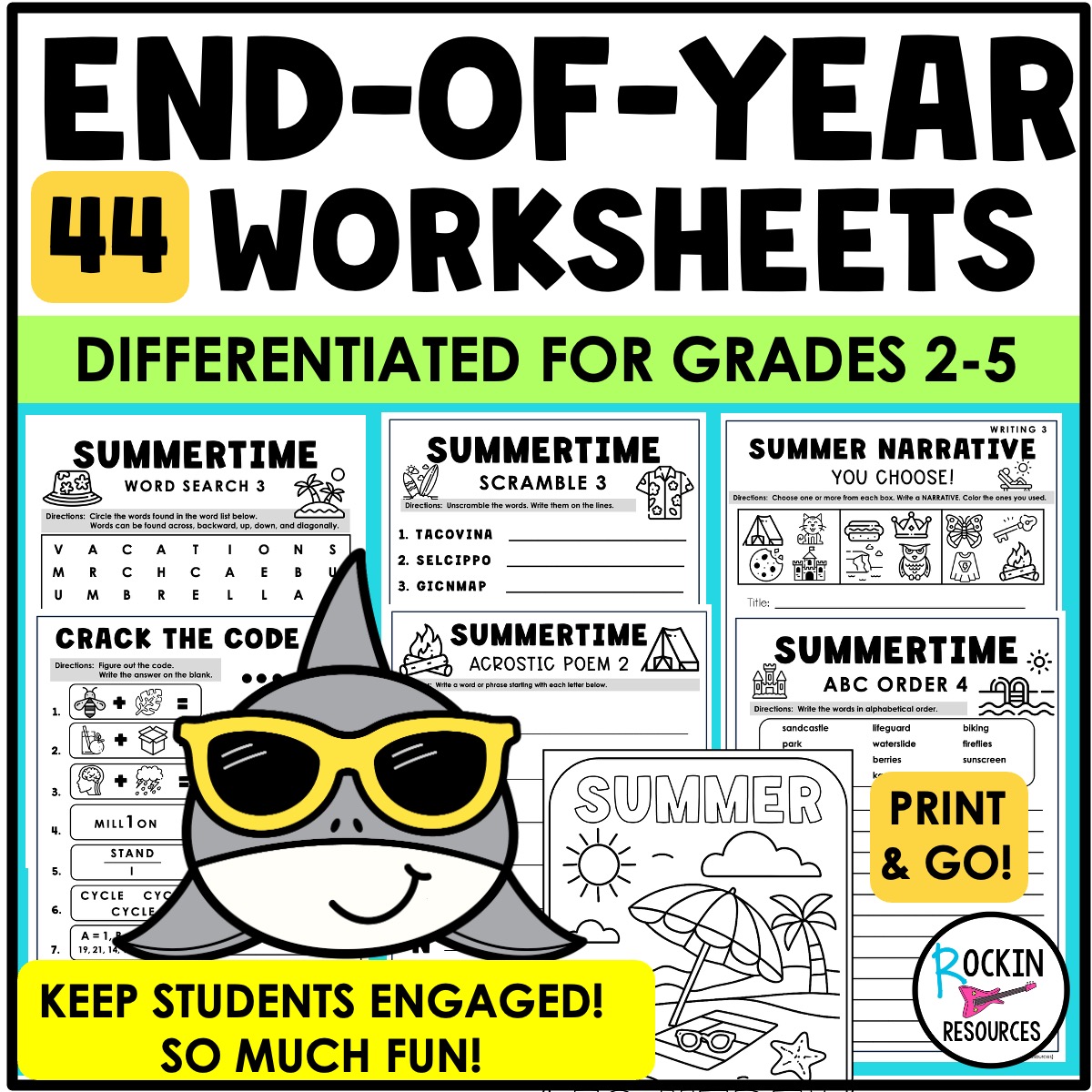 END OF YEAR WORKSHEETS, BRAINTEASERS, WORD SEARCH, COLORING PAGES