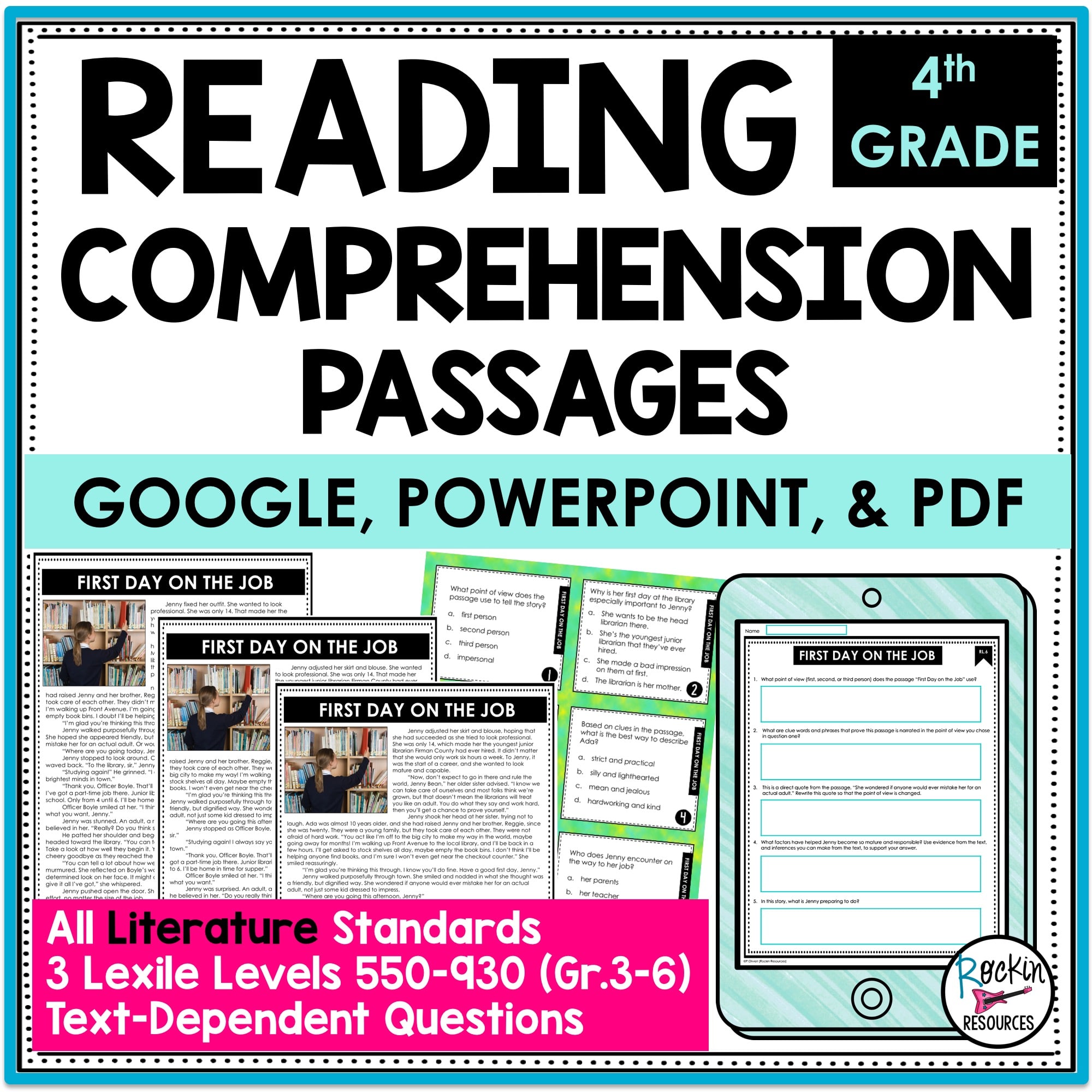 4th grade literature reading comprehension passages rockin resources