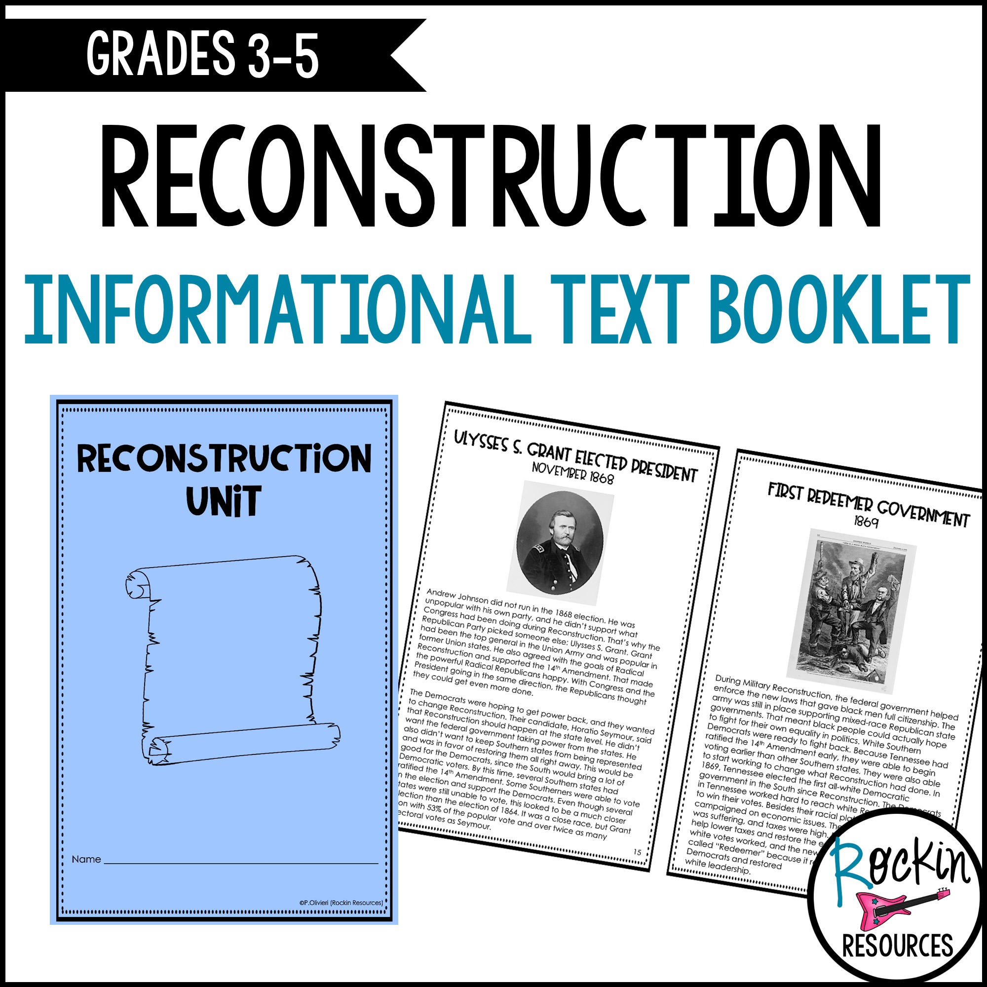 Reconstruction Informational Text Booklet - Rockin Resources