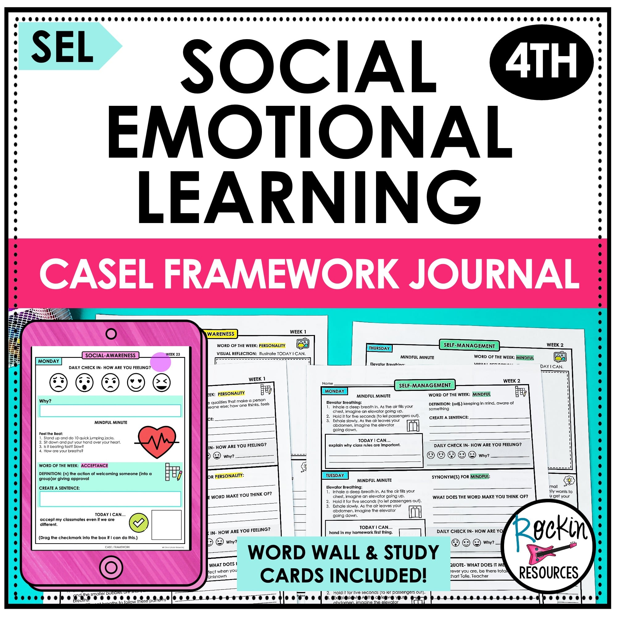 4TH GRADE SOCIAL EMOTIONAL LEARNING JOURNAL WITH CASEL FRAMEWORK ...