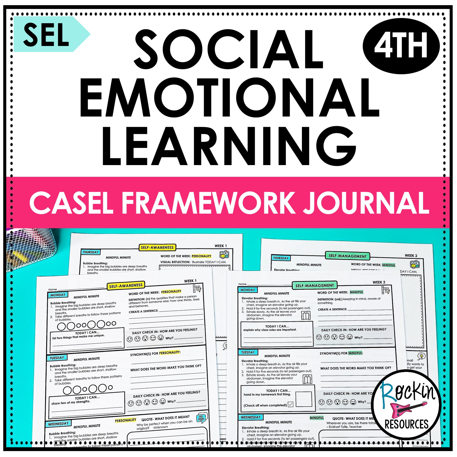 4TH GRADE SOCIAL EMOTIONAL LEARNING JOURNAL WITH CASEL FRAMEWORK ...