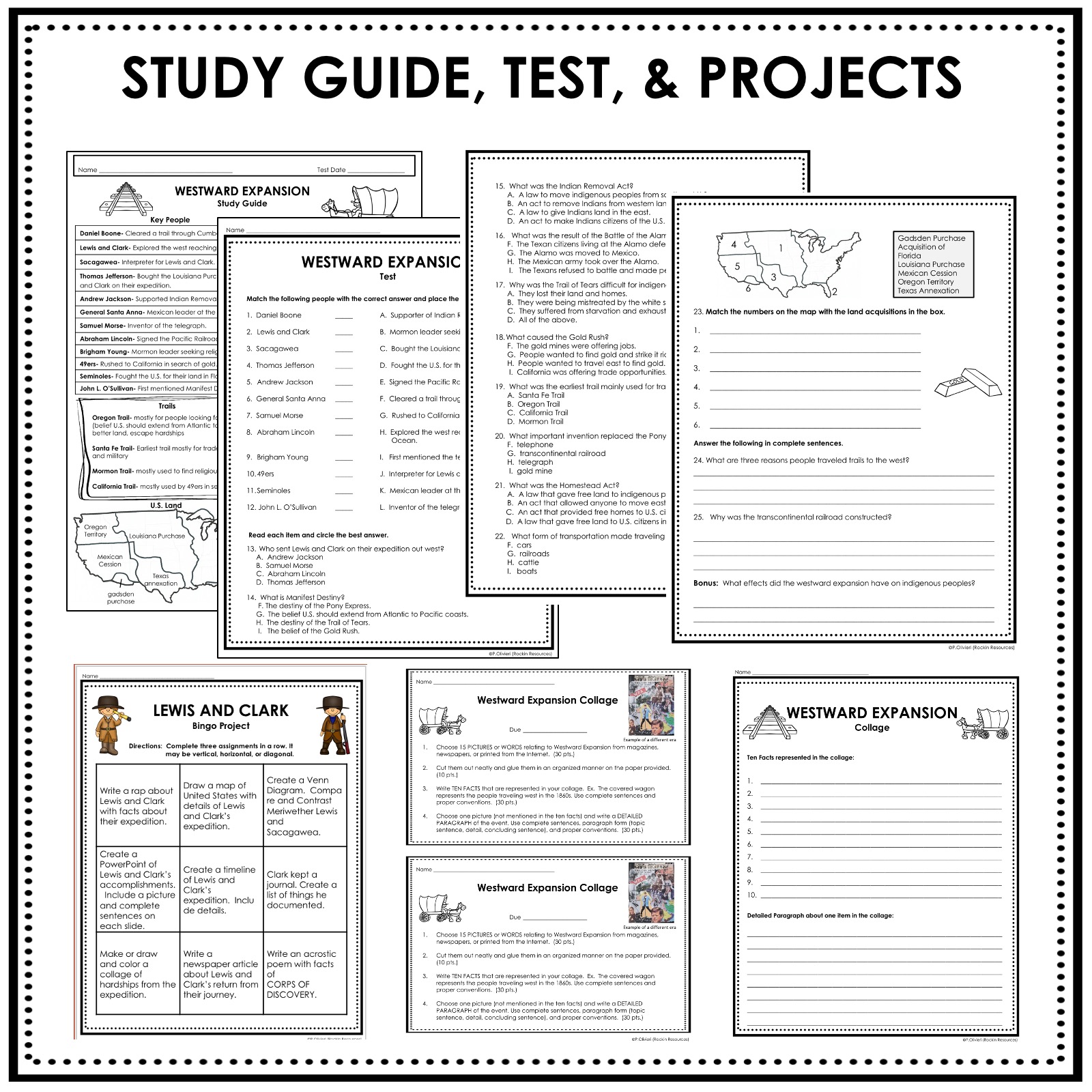 WESTWARD EXPANSION UNIT - Westward Expansion Test - Digital & Printable ...