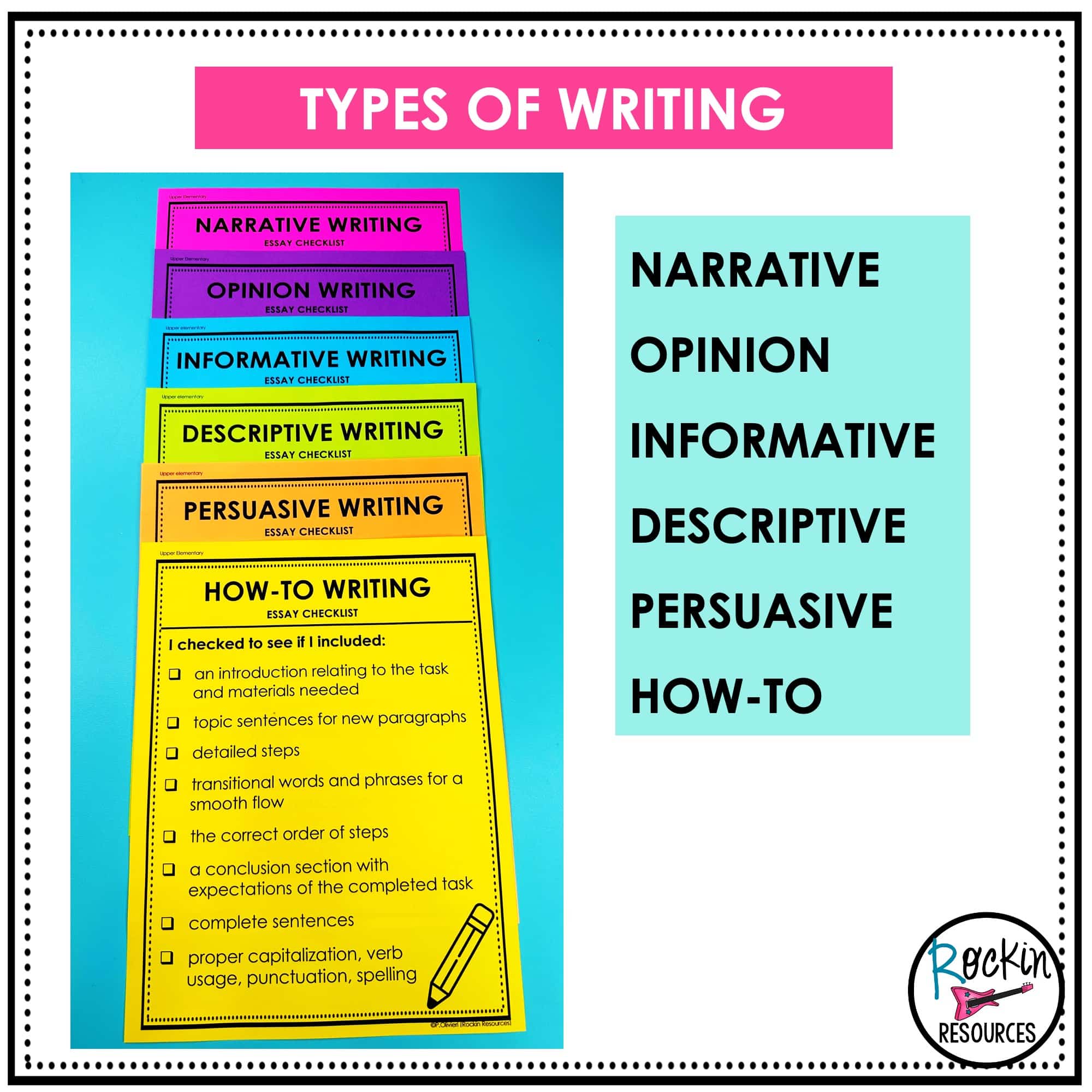 Writing Checklists EDITABLE! - Rockin Resources